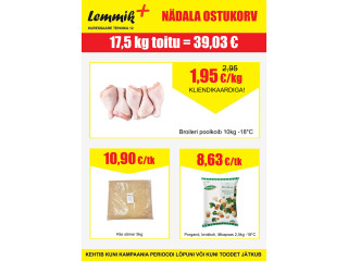 16.03-21.03 broileri poolkoib 10kg -18*C 1,95 eur/kg