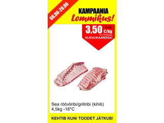08.06-20.06 Sea grillribi 4,5kg -18*C 3,50 eur/kg