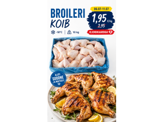 06.07-11.07 Broileri koib 10kg 19,50 eur / Paneer. krabisõrad 800g 4,95 eur