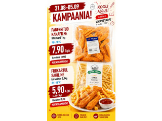 31.08-05.09 Paneeritud kanafilee 1kg -18*C 7,90 eur/pk
