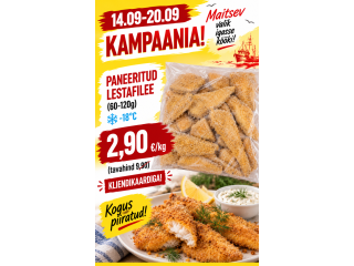 14.09-20.09 Paneeritud lestafilee  -18*C 2,90 eur/kg