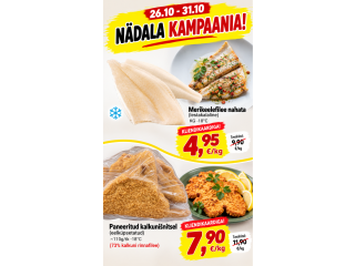 26.10-31.10 Merikeelefilee nahata kg -18*C 4,95 /kg