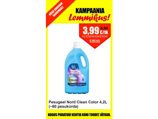 PARIMA HINNAGA: Pesugeel Nord Clean Color 4,2L  3,99 eur!