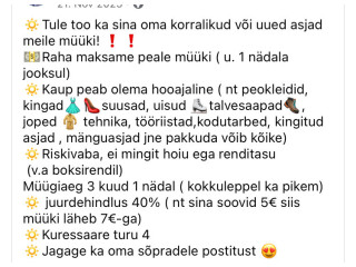 Tule too oma korralikud asjad poodi müüki