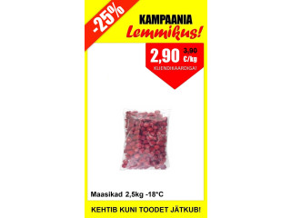 Külmutatud maasikad 2,5kg   2,90 eur/kg