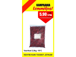 Külmutatud vaarikad 2,5kg   5,90 eur/kg