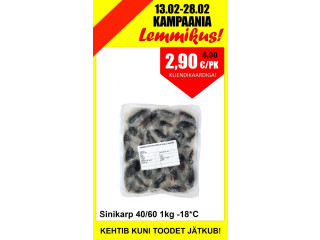 13.02-28.02 Külmutatud sinikarbid 1kg 2,90 eur/pk